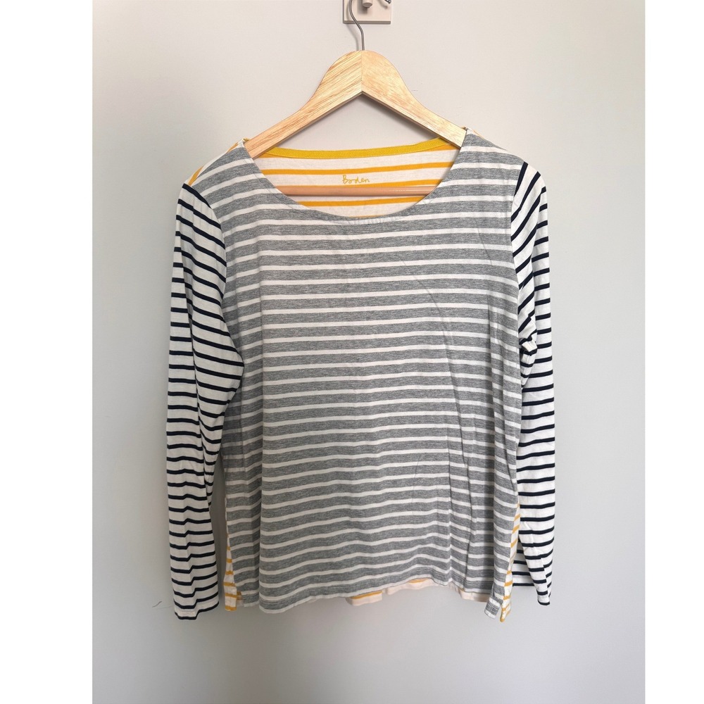 BODEN | Striped Long Sleeve Top Womens M Multi Colorblock Cotton WL792 Tee